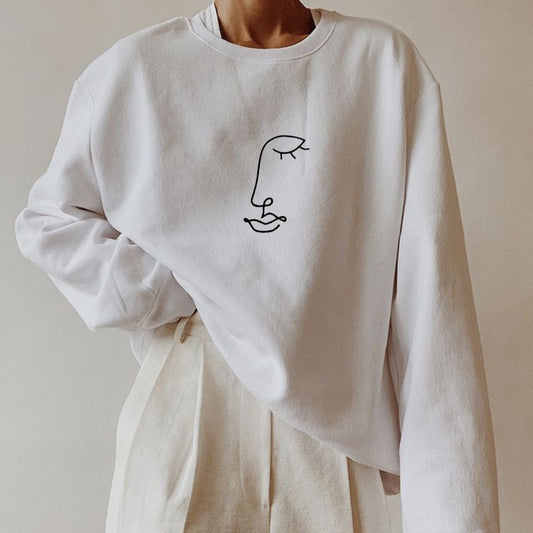 ONE LINE FACE embroidered Sweater